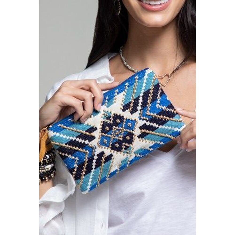 Quinn Beaded Boho Wristlet Clutch